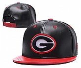 Georgia Bulldogs Team Logo Black Red Leather Adjustable Hat GS